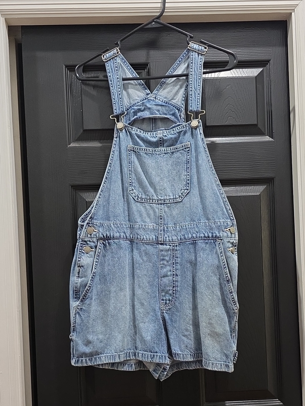 Hollister Light Blue Denim Short Overalls